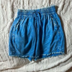 Zenana Outfitters High Waist Blue Shorts